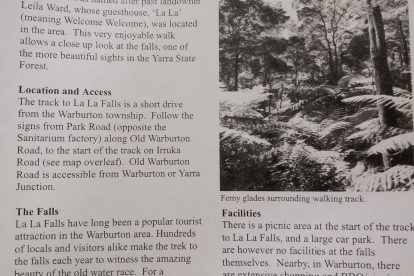 La La Falls Walking Track Map Warburton Victoria